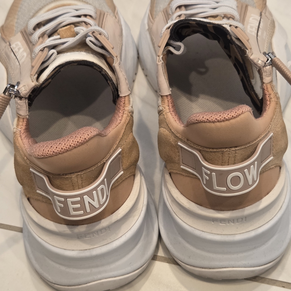Fendi Flow Sneakers in Beige and White